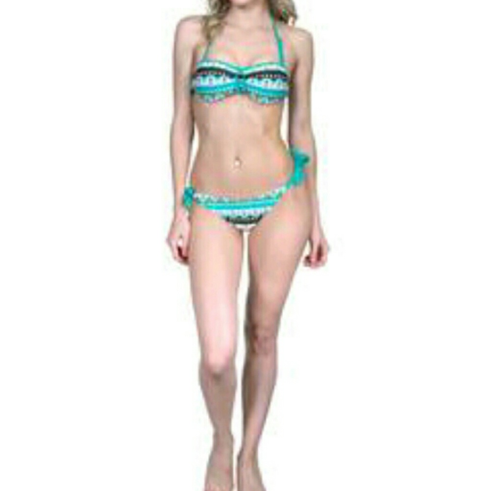 Blue tribal push up bikini NWT